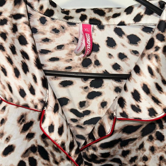 Cosmopolitan Leopard Cheetah Print Pajama Set XL Beige Black Red Women’s - Picture 6 of 16